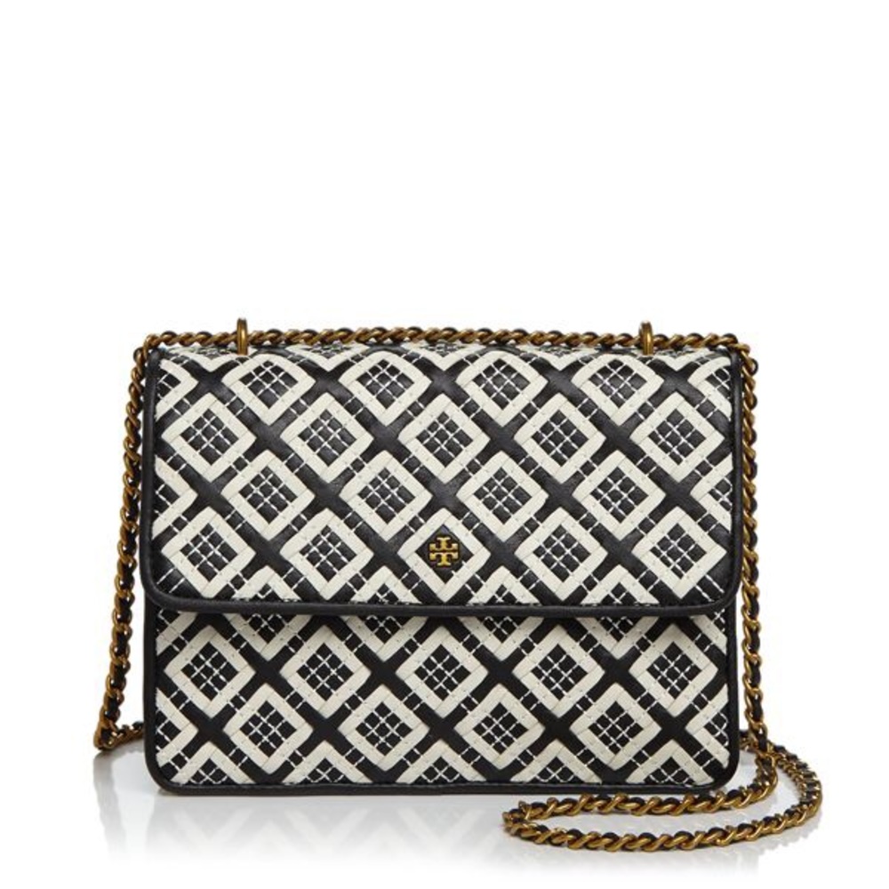 TORY BURCH WOVEN LEATHER CONVERTIBLE SHOULDER BAG Robinson Britten